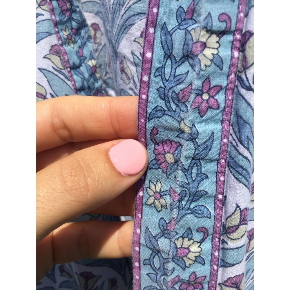 World market womens kimono OS blue floral boho beachy vacay swim coverup layers - Picture 7 of 9